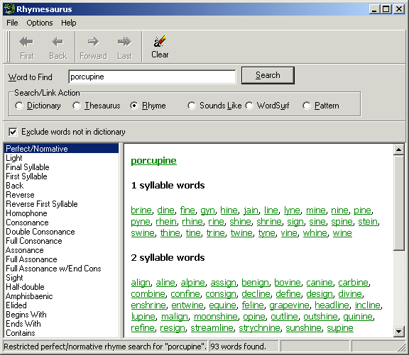 Rhymesaurus Screenshot